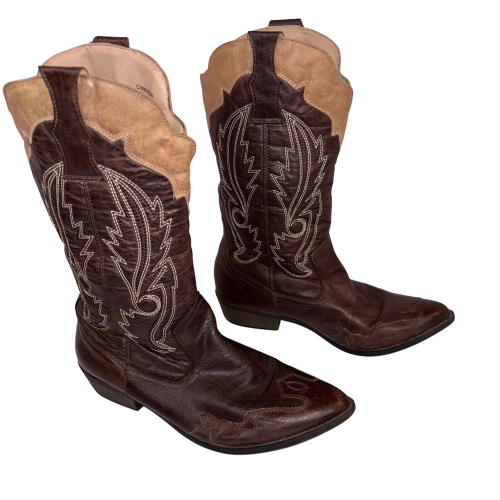 Coconuts by Matisse Cimarron Cowboy Boots Women's 9 Brown Western Stitch Leather - Picture 4 of 6